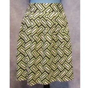 Michael Kors Brown & Green Geo Print Skirt Size 6